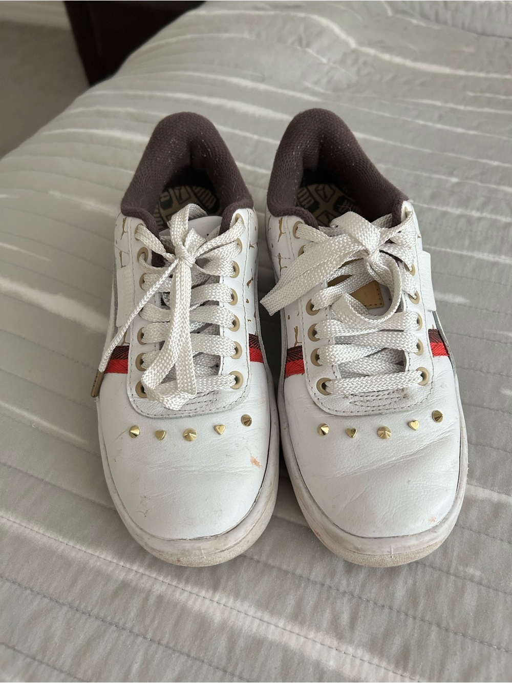 PUMA California Stud White Gold Heart Sneakers Women’s Size 8